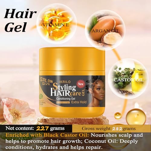 Joyeee Extreme Hold Braiding Gel 8oz - Yellow, Strong Style Control for Braids & Locs