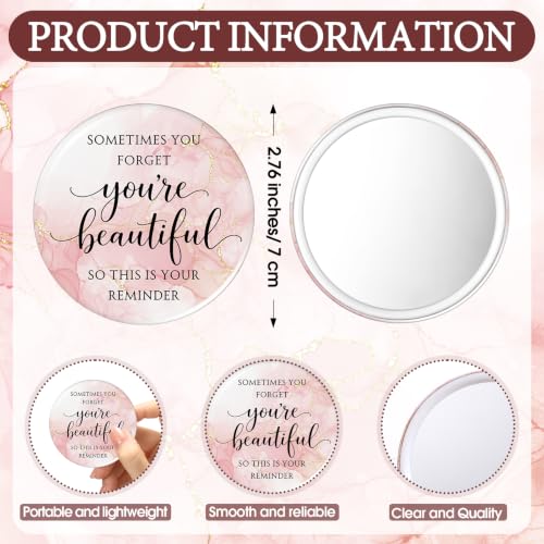 25-Pack Inspirational Pink Compact Mirrors - Bulk Party Favors for Women