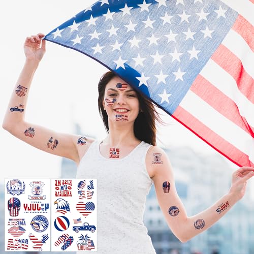 Patriotic 4th of July Tattoos for Women - 120 Pack USA Designs