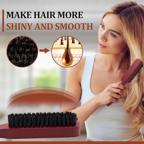 2-Pack Boar Bristle Hair Brushes for Men & Women - Smoothing & Teasing