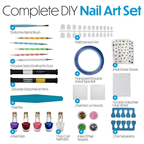 Toysical Kids Nail Art Kit for Girls - Non-Toxic Manicure Set for Ages 6-12