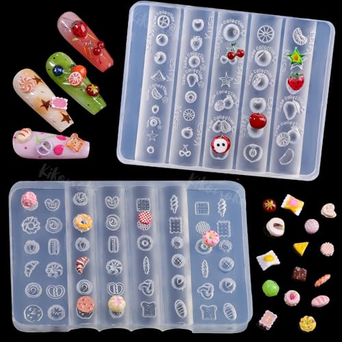 2 Pcs 3D Food & Fruit Silicone Nail Molds for Nail Art