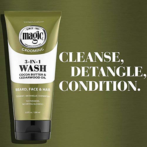 SoftSheen-Carson Magic Beard Wash 3-in-1 Cleanses & Conditions for Face, Beard & Hair - 6.8 Fl Oz Pack of 2