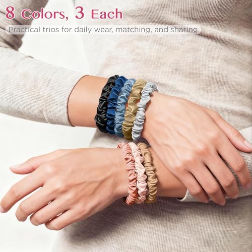 24 Pack Soft Pastel Silk-Like Scrunchies - No Damage Hair Ties