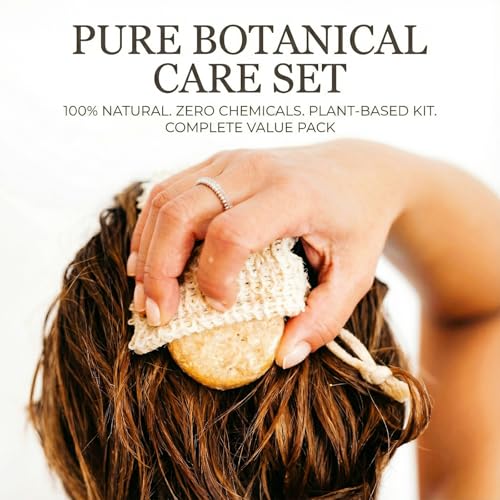 2-Pack Natural Loofah Back Scrubber Set with Exfoliating Body Loofah and Soap Bag