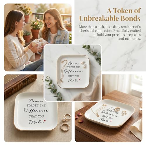 Ceramic Ring Dish with Inspirational Quote - Jewelry Tray for Gifts