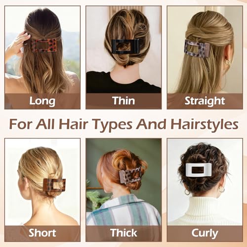 Matte French Flat Hair Clips - 6pc Non-Slip Claw Clips for Women