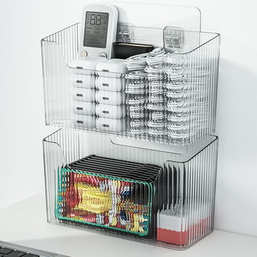 2 Pack Adhesive Cabinet Door Organizer Bins for Kitchen & Bathroom