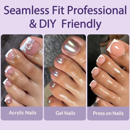AddFavor Matte Toe Nail Tips - Half Cover Square Soft Gel Fake Toenails, 600pcs Clear