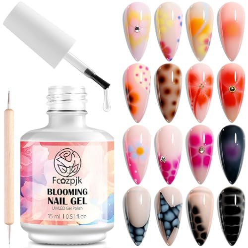 Fcozpjk 15ML Blooming Nail Gel with Dotting Pen for Nail Art Design