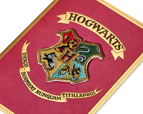Papyrus Harry Potter Hogwarts Blank Greeting Card with Embroidered Patch