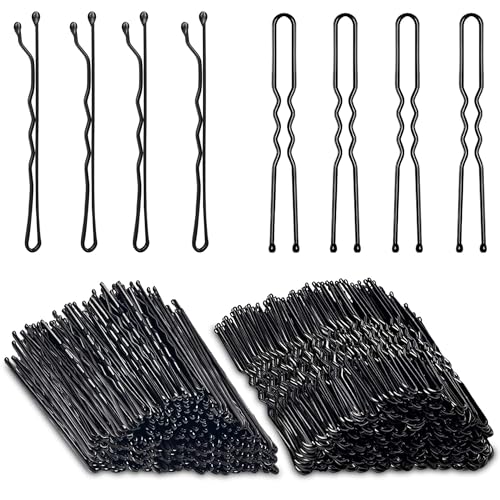 AITRAI 200 Pcs Black Bobby Pins & U-Shaped Hair Pins Kit with Box, 2.4 Inch