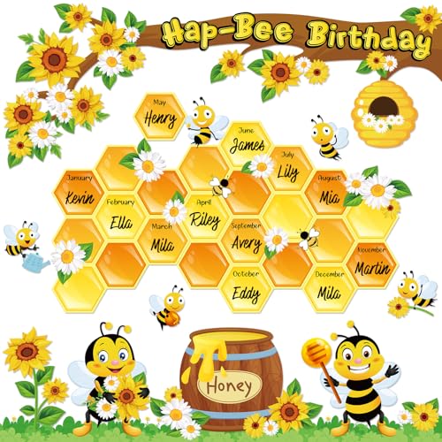 Bee Themed Bulletin Board Decorations Set - 71 Cutouts for Classrooms