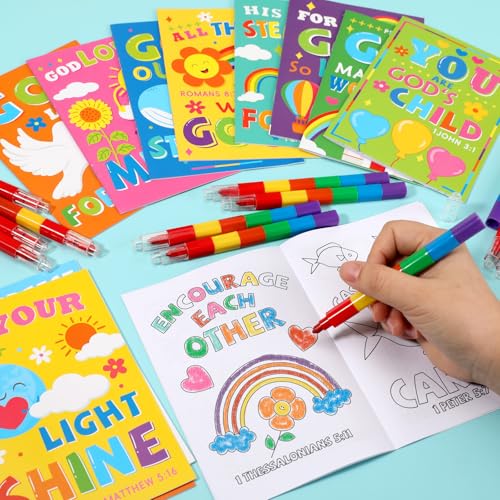 24 Mini Bible Coloring Books for Kids | Christian Party Favors
