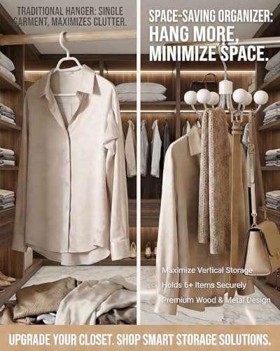 Hoodie Hangers with 360° Swivel Hooks - 2 Pack Wooden Storage