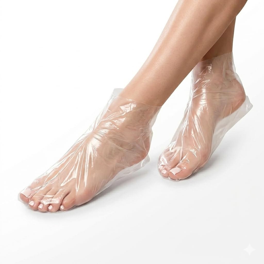 JIASAI 100Pcs (50 Pairs) Disposable foot film cover, Paraffin Bath Liners for Foot,anti cracking plastic bag, household cling film, trial shoe, foot cover, sock cover,Wax thera-py Foot Bags
