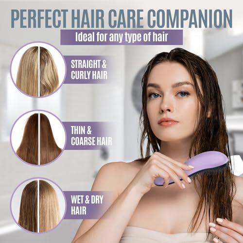 Gentle Wet Dry Detangling Hair Brush - Purple