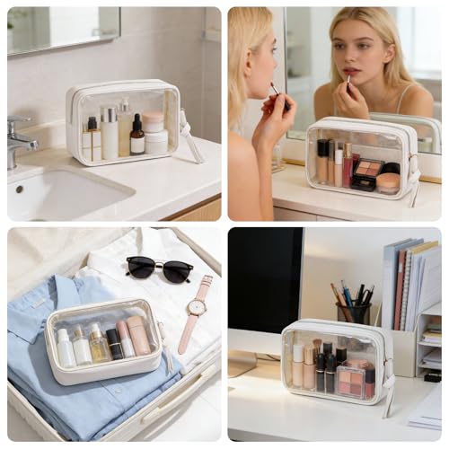 Segbeauty 2-Pack Medium Clear Travel Toiletry Bags - Waterproof Makeup Organizers