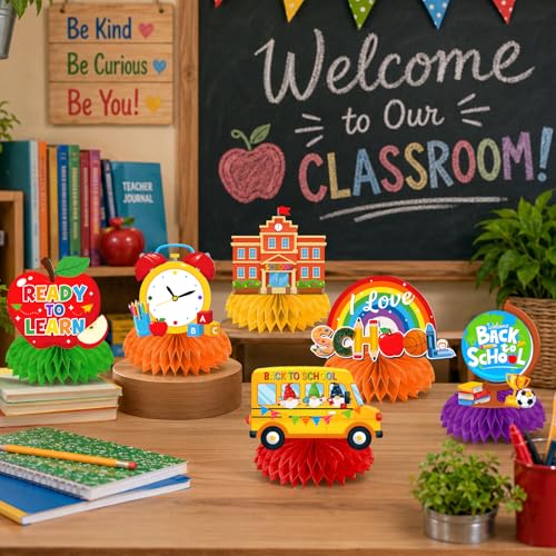 12Pcs Back to School Centerpieces - Honeycomb Table Decorations