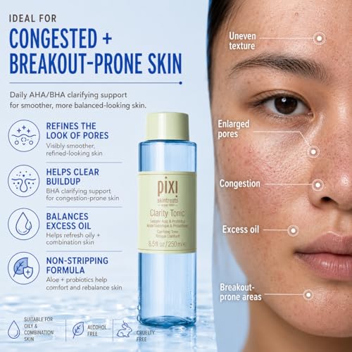 Pixi Clarity Tonic 3.4 Fl Oz - AHA & BHA Salicylic Acid Pore Minimizer