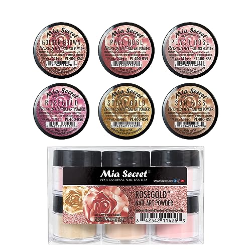 Mia Secret Rosegold Collection Colored Acrylic Nail Powder - 6-Piece Set