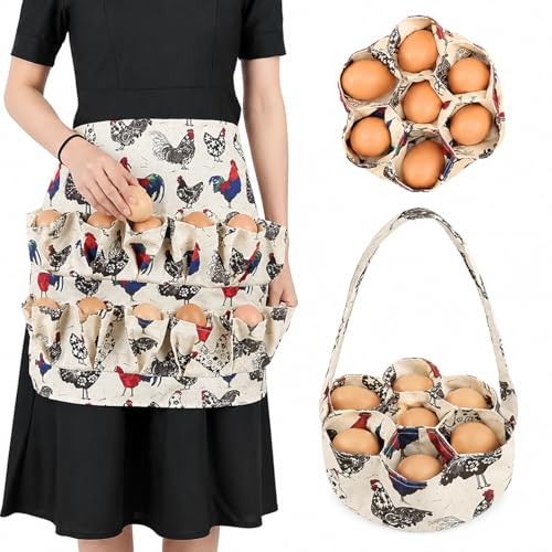 Egg Collection Apron with 7 Pouches for Chickens, Ducks, and Geese