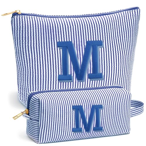 Personalized Initial Makeup Bag Set - Trendy Cosmetic Travel Organizer