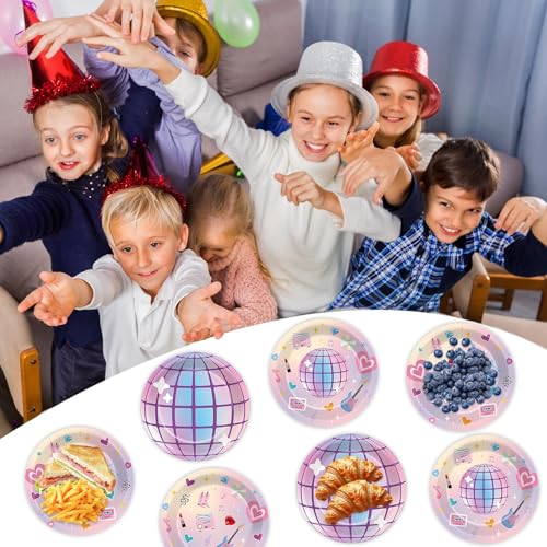 48 Pcs Music Star Party Plates - Colorful Disposable Dinnerware Set
