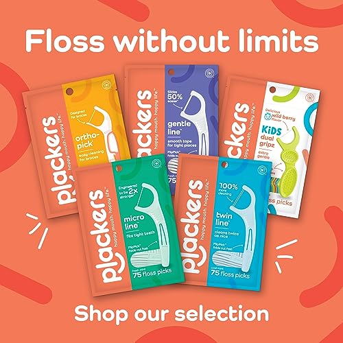 Plackers Twin Line Dental Floss Picks - Mint - 75 Count (Pack of 2)
