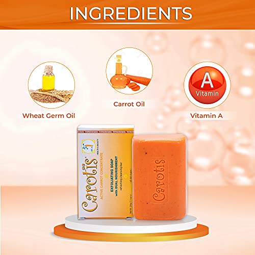 Carotis Vitamin A Exfoliating Soap 200g Pack of 2 - Brightening & Gentle Cleanser