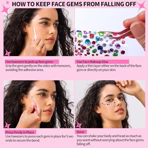 YGDZ Face Gems Kit with Makeup Glue - Rhinestones & Pearls