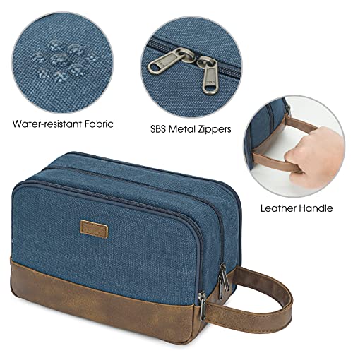 WANDF Blue Travel Toiletry Bag for Men - Canvas Dopp Kit