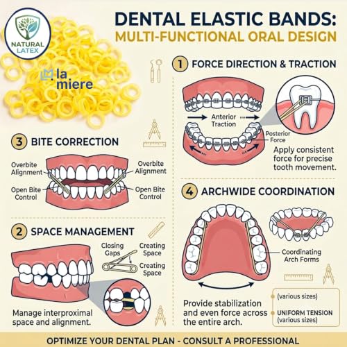 Medium 1/4" Dental Rubber Bands - 300 Count Elastic Packs