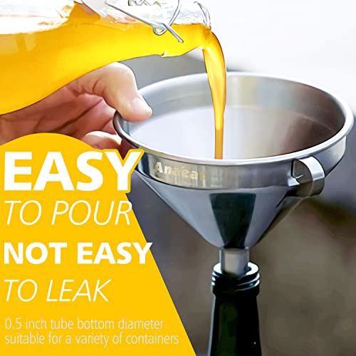 Anaeat Stainless Steel Kitchen Funnel with Strainer Filter - 4.1 inch