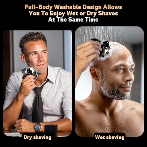 Electric Razor for Men,Head Shavers for Bald Men,5-in-1 Electric Razors with Wet & Dry Bald Head Shaver,9D Floating Head Shaver Comes with Magnetic Detachable Blades