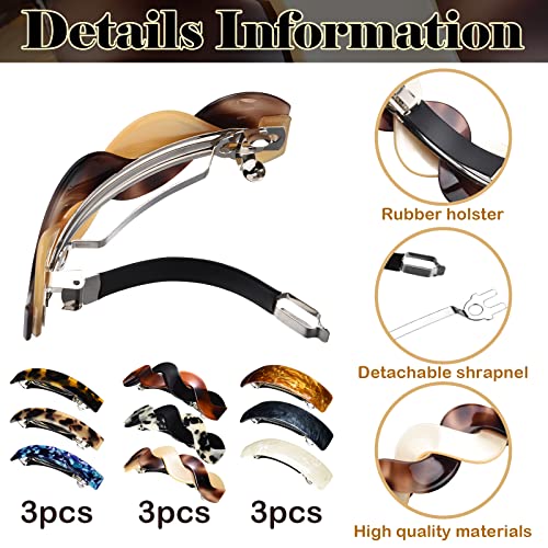 Yinder 9 Pcs Tortoise Shell Hair Barrettes - Elegant French Clips