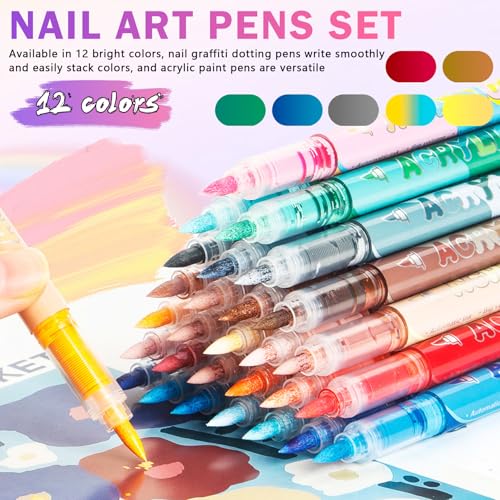 XINGXYUEL 12 Colors Nail Art Pens Set 01 Red – Waterproof Nail Polish Markers for Menicure