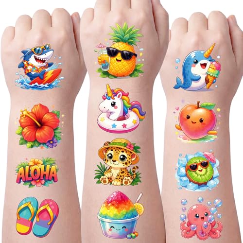 JCFIRE Summer Temporary Tattoos for Kids & Adults - Waterproof Party Favors