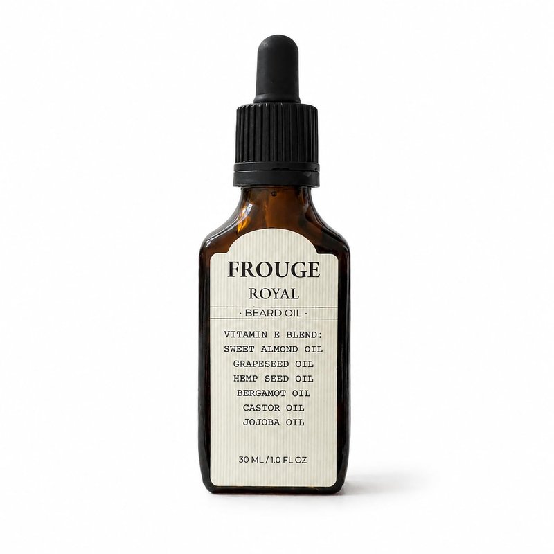 Frouge Beard Oil for Men Growth – Luxury Scented Beard Growth Oil with Argan Oil, Jojoba & Almond Oils – Lightweight Non-Greasy Beard Oil, Softens & Strengthens Beard – 30ml