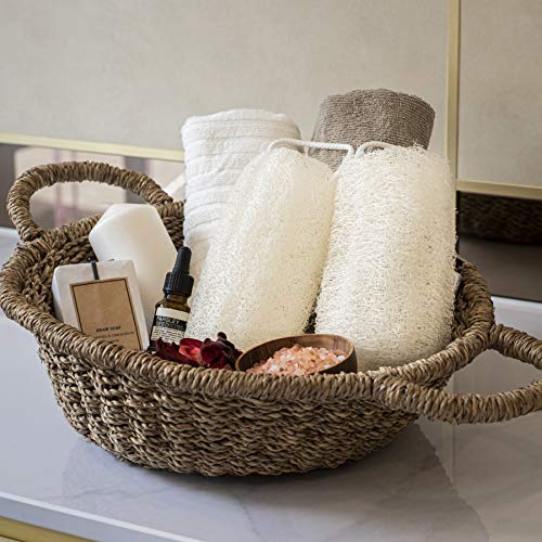 FAAY 4 Pcs Natural Egyptian Loofah Bath Sponges - 6" Exfoliating Spa Scrubbers