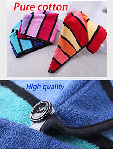 Anller 2-Pack 100% Cotton Hair Towel Wrap with Button for Fast Drying