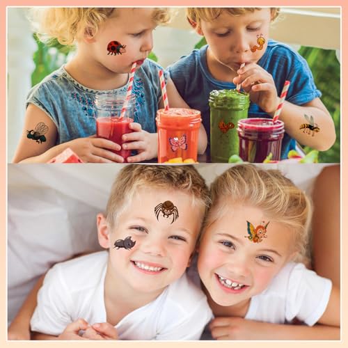 102 PCS Bug Temporary Tattoos for Kids - Waterproof Insect Stickers