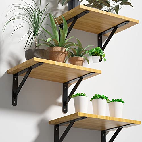 Heavy Duty Shelf Brackets 6x4 Inch - Black Powder-Coated Steel (4 Pack)
