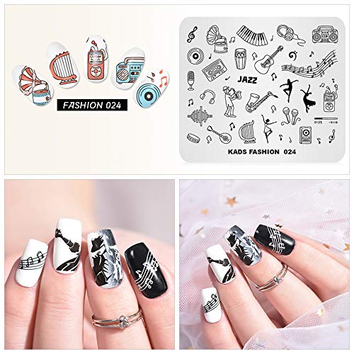 KADS FA024 Guitar & Music Nail Art Stamping Plates for DIY Manicure