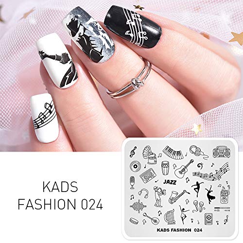 KADS FA024 Guitar & Music Nail Art Stamping Plates for DIY Manicure