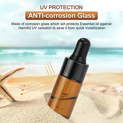 Pack of 100 - 3ml Amber Glass Dropper Bottles with Pipettes