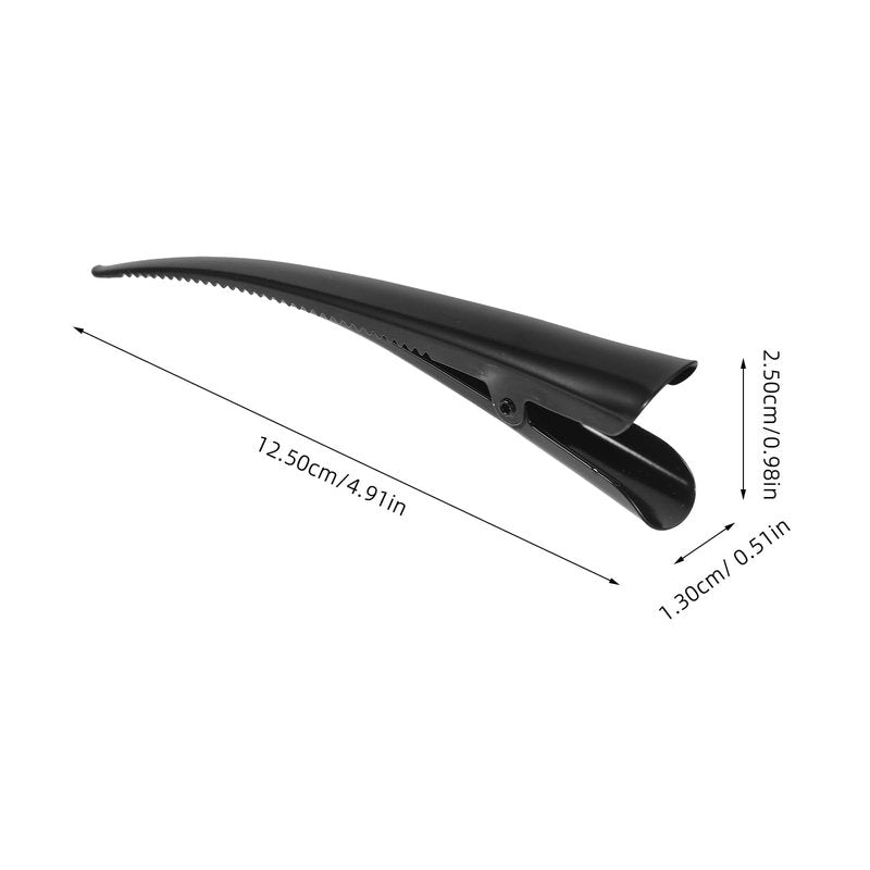 KALLORY Duckbill Hair Clips 3-Pack Metal Hair Clamps for Women and Girls 4.92 Inch Black Accessories for Secure Styling and Comfortable Curling