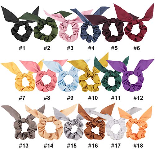 ANBALA C-6 Silk Chiffon Scrunchies Set 18 Pcs Hair Accessories with Bow for Women & Girls
