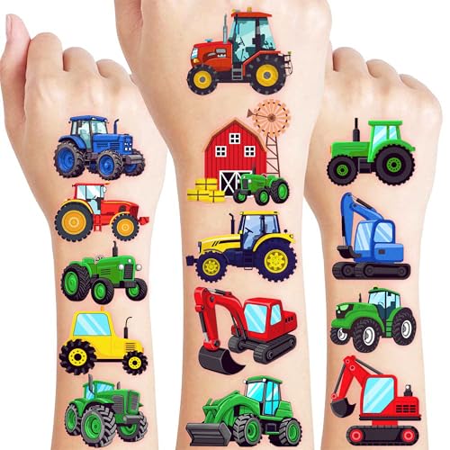 60 PCS Farm Tractor Temporary Tattoos for Kids - Party Favors