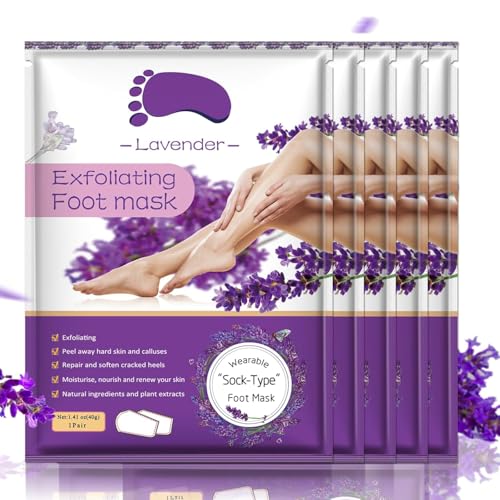Liefiet Lavender Foot Peeling Mask 5 Pack – Exfoliating Foot Care